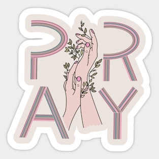 Pray Praying Hands Boho Flowers Sticker